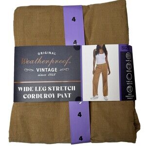 Weatherproof Vintage Womens Size 4 Tan Pants Corduroy Wide-Leg Stretch Brown